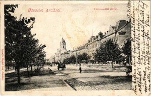 1904 Arad, Andrássy tér. Kerpel Izsó kiadása / square, street view (fl)