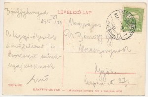 1915 Bánffyhunyad, Huedin; Lakodalmas táncos nép a templom előtt / wedding, Transylvanian folklore (EK...