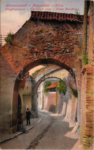 1914 Nagyszeben, Hermannstadt, Sibiu; Pempflingergasse / Pempflinger utca. Stürner Berta kiadása / Strada Pempflinger ...