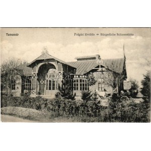 Temesvár, Timisoara; Polgári lövölde, lovaskocsi. Moravetz Testvérek kiadása / Bürgerliche Schiesstätte ...