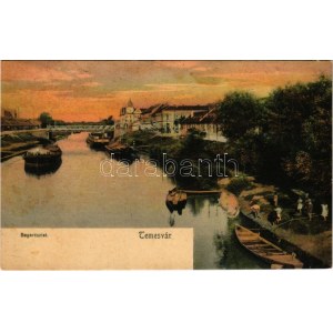 Temesvár, Timisoara; Béga részlet, híd / Bega riverside, bridge (fl)