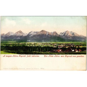 Tátra, Magas-Tátra, Vysoké Tatry; Poprád felől. Cattarino Sándor kiadása 192. / general view