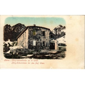 Tátra, Magas-Tátra, Vysoké Tatry; Téry menedékház az Öt tónál. Cattarino kiadása 128. / Téry...
