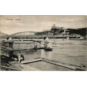 Trencsén, Trencín; látkép, vár, híd. Wertheim Zsigmond kiadása / general view, castle, bridge (EK...