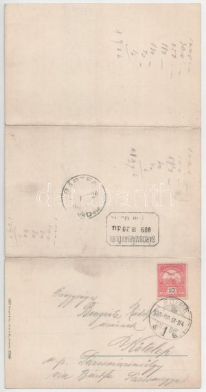 1909 Fiume, Rijeka; Riva Szapáry, Grand Hotel Europe, steamship in the port - 3-tiled folding panoramcard (fl) + ...