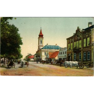 1913 Árpatarló, Ruma; Hauptgasse / Fő utca, templom, piac. A. Wagner (R. Weninger) kiadása / main street, church...