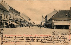 1900 Pancsova, Pancevo; Mária Terézia utca, Poppovits Nándor & Comp. üzlete / Maria Theresiagasse. Verlag C...
