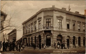 1916 Zombor, Sombor; Gromon utca, Schäffer Herman üzlete, piac. Lugumerszky P. Szvetozár kiadása / street, market...