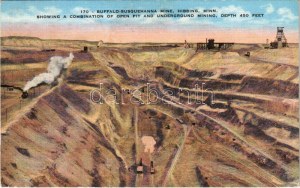 1939 Hibbing (Minnesota), Buffalo-Susquehanna Mine. Showing a combination of open pit and underground mining...