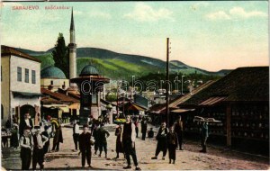 Sarajevo, Bascarsia. Verlag Simon Kattan / market, mosque (EK)