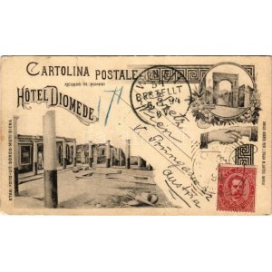 1894 (Vorläufer) Pompei (Napoli), Hotel Diomede. Sordo-Muti (Siena) / hotel, ruins. Art Nouveau floral TCV card (non PC...