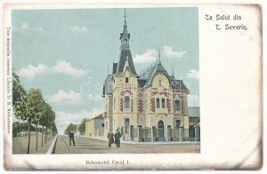 Turnu Severin, Szörényvár; Bulevardul Carol I., Vila Burileanu. Libr. D.R. Raducanescu / street...