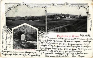 1899 (Vorläufer) Unec, Maunitz; Pozdrav iz Unca, Skocijanski naravni most / Skocjan Natural Bridge. R...