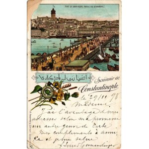 1898 (Vorläufer) Constantinople, Istanbul; Pont de Kara-Keuy, Prise de Stamboul. R. Rosenberg / port, bridge, ships...
