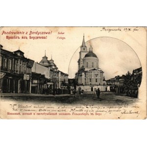 1901 Berdychiv, Berdyczów; Sobor / cathedral, shops (EK)