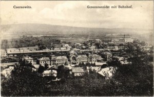 Chernivtsi, Czernowitz, Cernauti, Csernyivci (Bukovina, Bukowina); Gesamtansicht mit Bahnhof ...