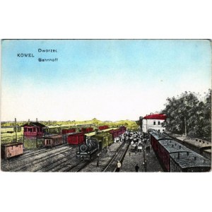 Kovel, Kowel; Bahnhof / railway station, locomotive, train / Dworzec
