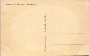 Pozsony, Pressburg, Bratislava; Magyar Királyi Folyamőrség őrnaszádja a Dunaparton ...