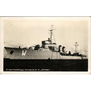 1937 Z nad Polskiego Morza ORP Wicher. Morska agencja fotograficzna Gdynia / Polish Navy (Marynarka Wojenna) Wicher...