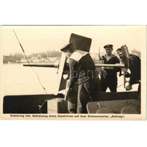 Bedienung eines Geschützes auf dem Donaumonitor BODROG K.u.K. Kriegsmarine Donauflottille ...