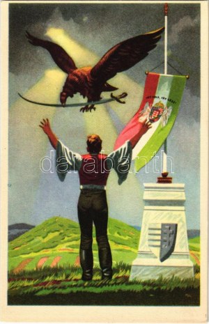 Felszabadulás. Kiadja az Ereklyés Országzászló Nagybizottsága / Hungarian irredenta propaganda, Hungarian flag...