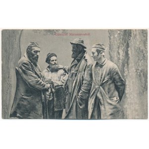 1911 Máramarossziget, Sighetu Marmatiei; Üdvözlet Máramarosból! Zsidó férfiak, Judaika. Kaufmann Ábr. és fiai kiadása ...