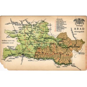 Arad vármegye térképe. Károlyi Gy. kiadása / Map of Arad county (EM)