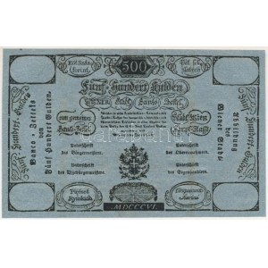 1806. 500G Formulare Bécsi városi bankócédula kék papíron T:AU / Habsburg Monarchy 1806. 500 Gulden Formulare Wiener...