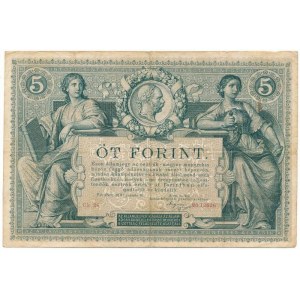 1881. 5Ft / 5G Ck 26 26.12626 piros sorszámozással T:F / Austro-Hungarian Monarchy 1881. 5 Forint / 5 Gulden with ...