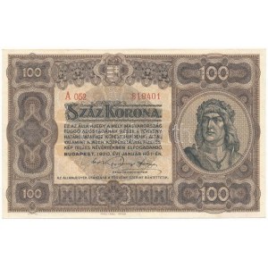 1920. 100K Orell Füssli Zürich nyomdahely-jelöléssel, A 058 819401 sorszámmal T:AU / Hungary 1920. 100 Korona ...