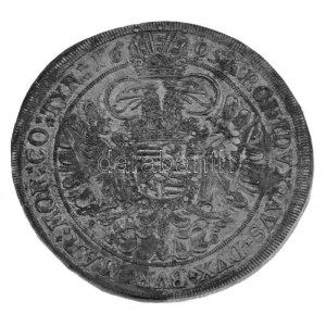 1695K-B Tallér Ag I. Lipót Körmöcbánya (28,89g) ~1900. körüli árcédulával T:AU,XF patina / Hungary 1695K-B Thaler Ag ...