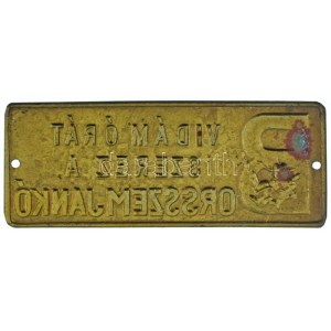 ~1868-1938. Vidám órát szerez a Borsszem Jankó politikai élclap lemezplakett, rögzítéshez szolgáló lyukakkal (58x23mm...