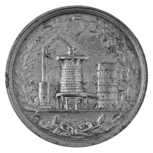 1897. ANINA (Stájerlakanina) nagyméretű kétoldalas öntött fehérfém kohász / bányász emlékérem (~97mm) T:XF ...
