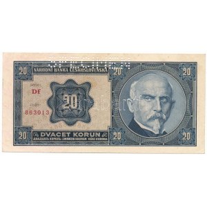 Csehszlovákia 1926. 20K Df 863013 SPECIMEN (MINTA) perforációval T:AU / Czechoslovakia 1926. 20 Korun Df 863013...