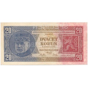 Csehszlovákia 1926. 20K Df 863013 SPECIMEN (MINTA) perforációval T:AU / Czechoslovakia 1926. 20 Korun Df 863013...