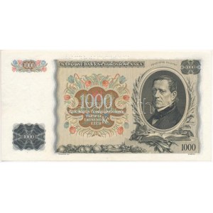 Csehszlovákia 1934. 1000K SPECIMEN (MINTA) perforációval, M 892675 T:UNC / Czechoslovakia 1934. 1000 Korun ...