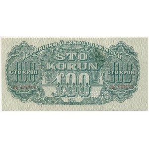 Csehszlovákia 1944. 100K OA 477777, SPECIMEN (MINTA) perforációval T:XF,VF / Czechoslovakia 1944. 100 Korun ...