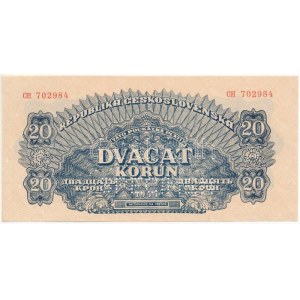 Csehszlovákia 1944. 20K CH 702984, SPECIMEN (MINTA) perforációval T:XF Czechoslovakia 1944. 20 Korun CH 702984...