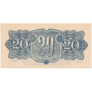 Csehszlovákia 1944. 20K CH 702984, SPECIMEN (MINTA) perforációval T:XF Czechoslovakia 1944. 20 Korun CH 702984...