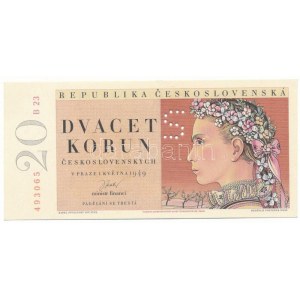 Csehszlovákia 1949. 20K S minta perforációval, B 36 020072 T:UNC,AU / Czechoslovakia 1949. 20 Korun with S...