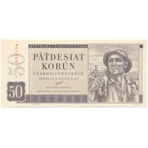 Csehszlovákia 1950. 50K perforált S betűvel, B 39 059136 T:UNC Czechoslovakia 1950. 50 Korun with perforated S, ...
