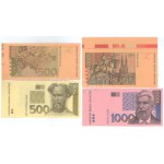 Horvátország 1993. 5K-1000K (9xklf) előlapi és hátlapi színpróbanyomatok, köztük több ívszéllel T:AU / Croatia 1993...