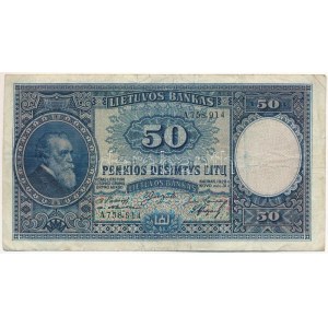 Litvánia 1928. 50L A758914 T:F / Lithuania 1928. 50 Litu A758914 C:F Krause 24.a