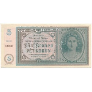 Német Harmadik Birodalom / Cseh-Morva Protektorátus DN (1940) 5K B008, SPECIMEN (MINTA) perforációval T...