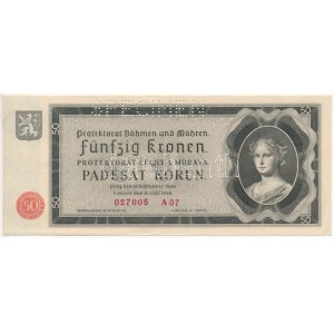 Német Harmadik Birodalom / Cseh-Morva Protektorátus 1940. 50K A 07 027005, SPECIMEN (MINTA) perforációval T...