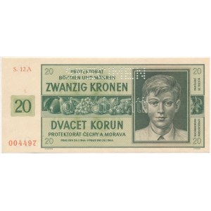 Német Harmadik Birodalom / Cseh-Morva Protektorátus 1944. 20K 12 A 004497, SPECIMEN (MINTA) perforációval T:UNC...