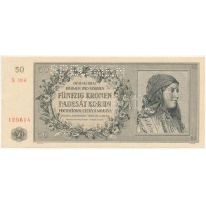 Német Harmadik Birodalom / Cseh-Morva Protektorátus 1944. 50K 10 A 120614, SPECIMEN (MINTA) perforációval T:AU ...