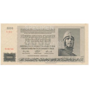 Német Harmadik Birodalom / Cseh-Morva Protektorátus 1944. 5000K S.22 A 016736, SPECIMEN (MINTA) perforációval T...