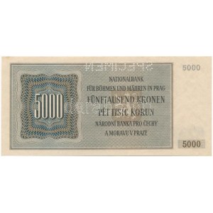 Német Harmadik Birodalom / Cseh-Morva Protektorátus 1944. 5000K S.22 A 016736, SPECIMEN (MINTA) perforációval T...