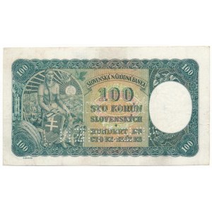 Szlovákia 1940. 100K SPECIMEN (minta) perforációval, csehszlovák bélyeggel, C13 562372 T:F szép papír ...